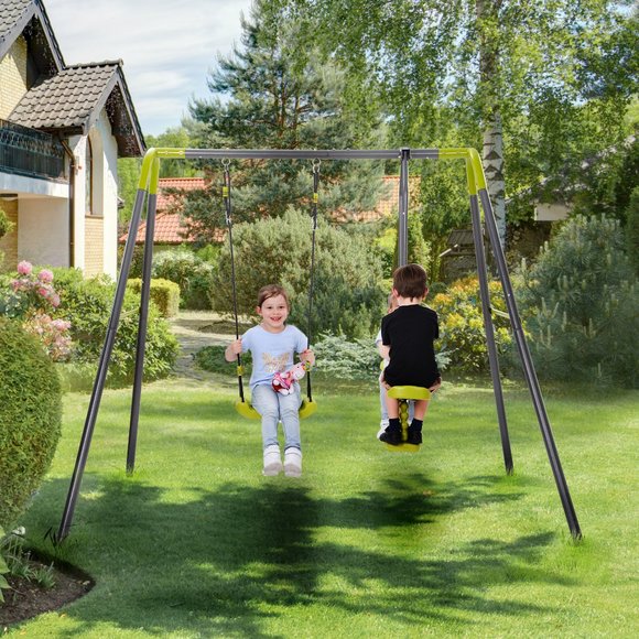 2 in 1 Metal Swing Set, A-Frame - Picture 2 of 10